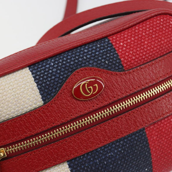 GUCCI Ofidia Shoulder Bag Canvas Red Gold 517350 Auth 194980A