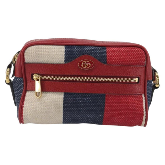 GUCCI Ofidia Shoulder Bag Canvas Red Gold 517350 Auth 194980A