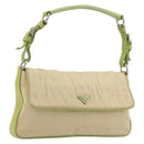 PRADA Shoulder Bag Nylon Beige Silver Auth 194981A-1