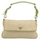 PRADA Shoulder Bag Nylon Beige Silver Auth 194981A-13