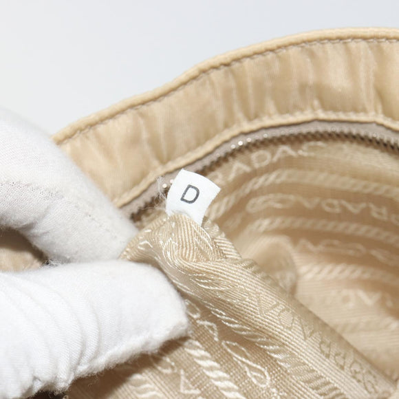 PRADA Shoulder Bag Nylon Beige Silver Auth 194981A
