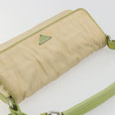 PRADA Shoulder Bag Nylon Beige Silver Auth 194981A-6