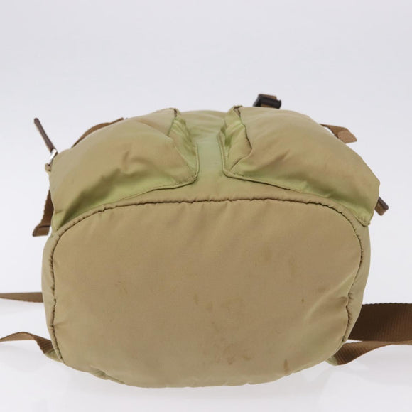 PRADA Backpack Nylon Beige Silver Auth 194982
