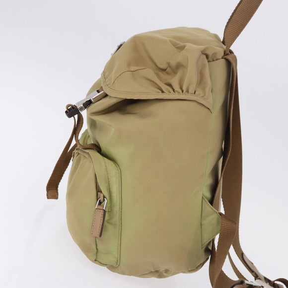 PRADA Backpack Nylon Beige Silver Auth 194982