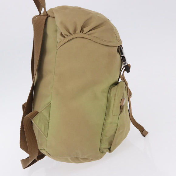PRADA Backpack Nylon Beige Silver Auth 194982