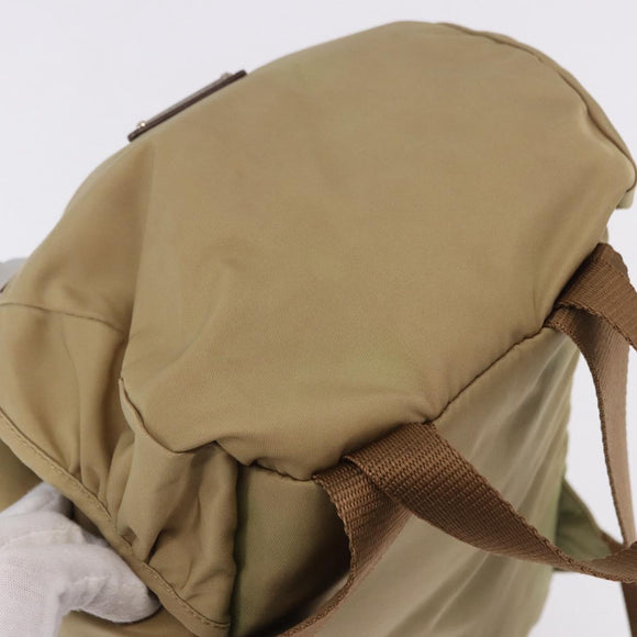 PRADA Backpack Nylon Beige Silver Auth 194982