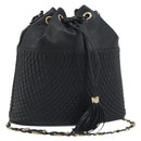 BALLY Chain Shoulder Bag Leather Black Gold Auth 194985A-1