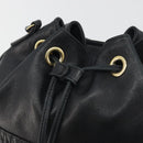 BALLY Chain Shoulder Bag Leather Black Gold Auth 194985A-14