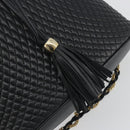BALLY Chain Shoulder Bag Leather Black Gold Auth 194985A-15