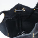 BALLY Chain Shoulder Bag Leather Black Gold Auth 194985A-18