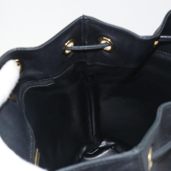 BALLY Chain Shoulder Bag Leather Black Gold Auth 194985A