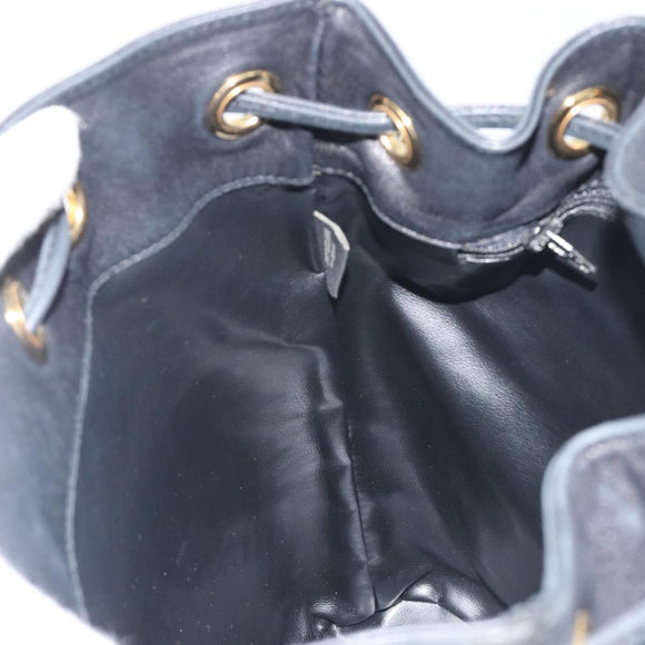 BALLY Chain Shoulder Bag Leather Black Gold Auth 194985A