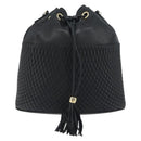 BALLY Chain Shoulder Bag Leather Black Gold Auth 194985A-2