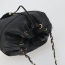 BALLY Chain Shoulder Bag Leather Black Gold Auth 194985A-6
