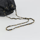 BALLY Chain Shoulder Bag Leather Black Gold Auth 194985A-7