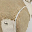 Miu Miu Boston Bag Canvas Beige Silver Auth 194986-9