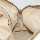 Miu Miu Boston Bag Canvas Beige Silver Auth 194986-20
