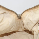Miu Miu Boston Bag Canvas Beige Silver Auth 194986-21