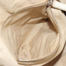 Miu Miu Boston Bag Canvas Beige Silver Auth 194986-23