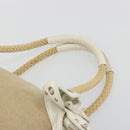 Miu Miu Boston Bag Canvas Beige Silver Auth 194986-8
