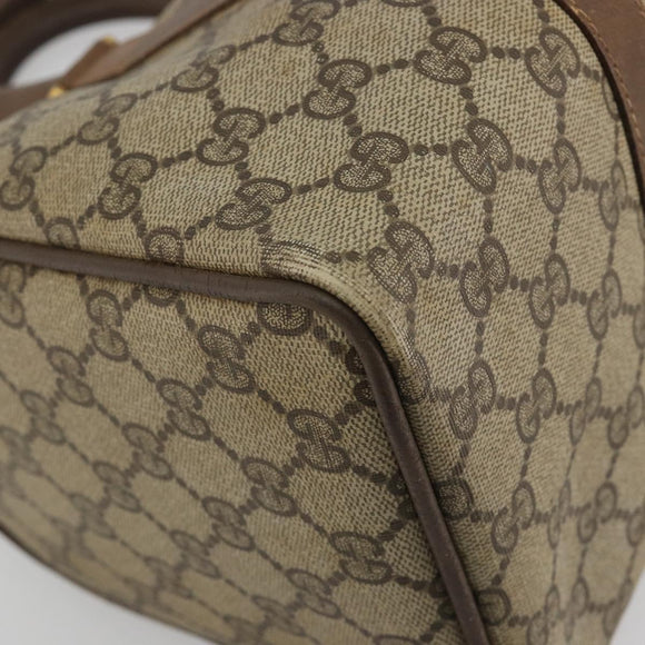 GUCCI GG Supreme Web Sherry Line Boston Bag PVC Beige Gold 40 02 007 Auth 194987