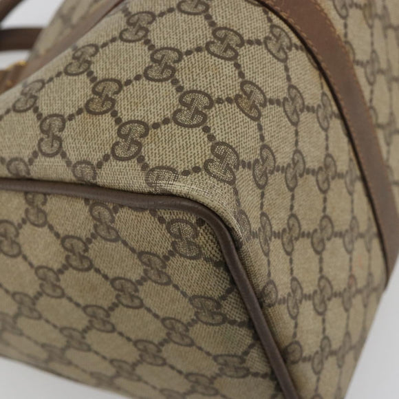 GUCCI GG Supreme Web Sherry Line Boston Bag PVC Beige Gold 40 02 007 Auth 194987