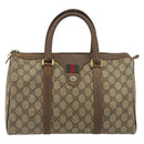 GUCCI GG Supreme Web Sherry Line Boston Bag PVC Beige Gold 40 02 007 Auth 194987-13