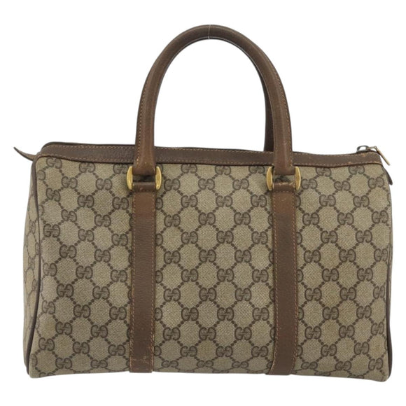GUCCI GG Supreme Web Sherry Line Boston Bag PVC Beige Gold 40 02 007 Auth 194987