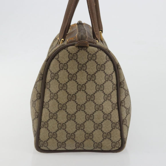 GUCCI GG Supreme Web Sherry Line Boston Bag PVC Beige Gold 40 02 007 Auth 194987