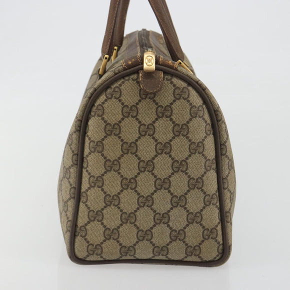 GUCCI GG Supreme Web Sherry Line Boston Bag PVC Beige Gold 40 02 007 Auth 194987