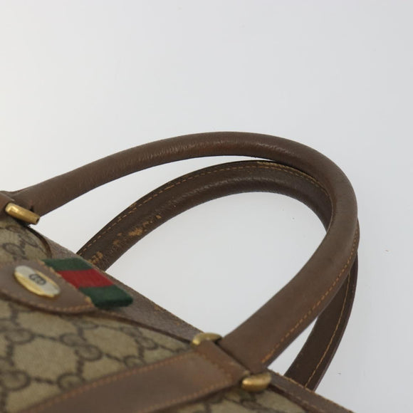 GUCCI GG Supreme Web Sherry Line Boston Bag PVC Beige Gold 40 02 007 Auth 194987