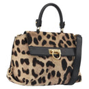 Salvatore Ferragamo Gancini Hand Bag Harako Leather 2way Beige Gold Auth 194990A-1
