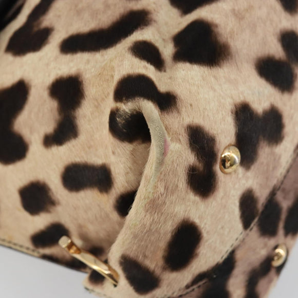 Salvatore Ferragamo Gancini Hand Bag Harako Leather 2way Beige Gold Auth 194990A