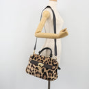 Salvatore Ferragamo Gancini Hand Bag Harako Leather 2way Beige Gold Auth 194990A-29