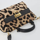 Salvatore Ferragamo Gancini Hand Bag Harako Leather 2way Beige Gold Auth 194990A-14