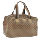GUCCI GG Crystal Boston Bag Coated Canvas Beige 153240 Auth 194991-1