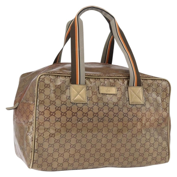GUCCI GG Crystal Boston Bag Coated Canvas Beige 153240 Auth 194991