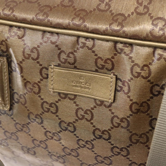 GUCCI GG Crystal Boston Bag Coated Canvas Beige 153240 Auth 194991