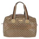 GUCCI GG Crystal Boston Bag Coated Canvas Beige 153240 Auth 194991-2