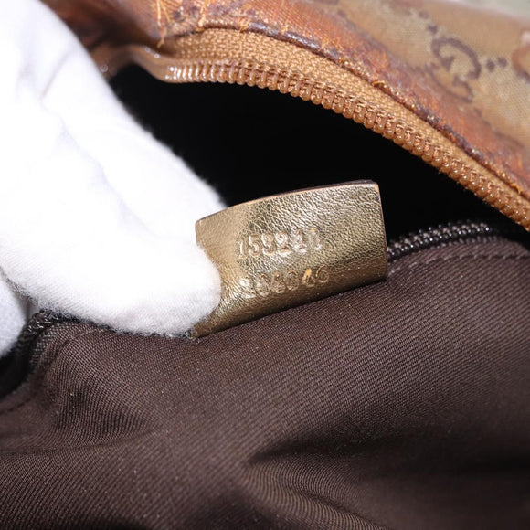 GUCCI GG Crystal Boston Bag Coated Canvas Beige 153240 Auth 194991