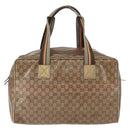 GUCCI GG Crystal Boston Bag Coated Canvas Beige 153240 Auth 194991-3