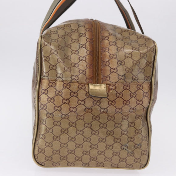 GUCCI GG Crystal Boston Bag Coated Canvas Beige 153240 Auth 194991