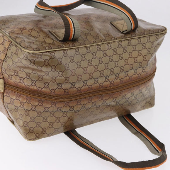 GUCCI GG Crystal Boston Bag Coated Canvas Beige 153240 Auth 194991