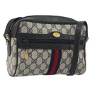 GUCCI GG Supreme Sherry Line Shoulder Bag PVC Navy Gold Auth 194995-1