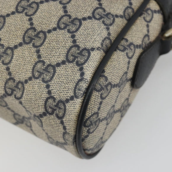 GUCCI GG Supreme Sherry Line Shoulder Bag PVC Navy Gold Auth 194995