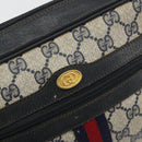 GUCCI GG Supreme Sherry Line Shoulder Bag PVC Navy Gold Auth 194995-18
