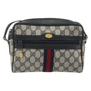 GUCCI GG Supreme Sherry Line Shoulder Bag PVC Navy Gold Auth 194995-13