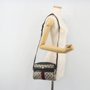 GUCCI GG Supreme Sherry Line Shoulder Bag PVC Navy Gold Auth 194995-22