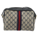 GUCCI GG Supreme Sherry Line Shoulder Bag PVC Navy Gold Auth 194995-2
