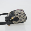 GUCCI GG Supreme Sherry Line Shoulder Bag PVC Navy Gold Auth 194995-4